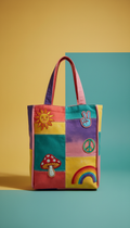 Patchwork Canvas Bag with Embroidered Badges