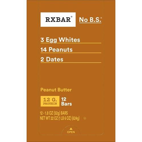 Rxbar Protein Bars, 12G Protein, Gluten Free Snacks, Snack Bars, Peanut Butter, 22Oz Box (12 Bars)