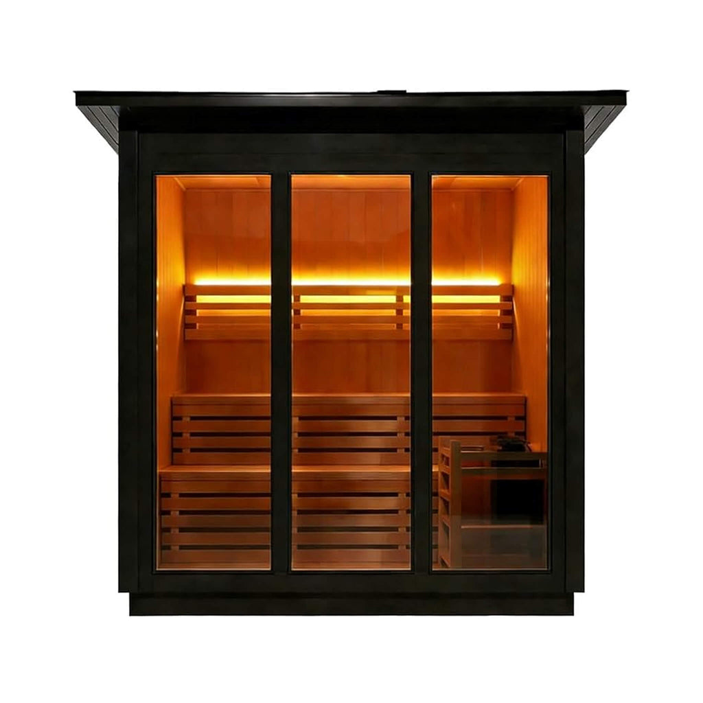 Custom 6-Person Luxury Canadian Red Cedar Outdoor Steam Sauna With Heater And Stones [Made-To-Order] (SAK78615)