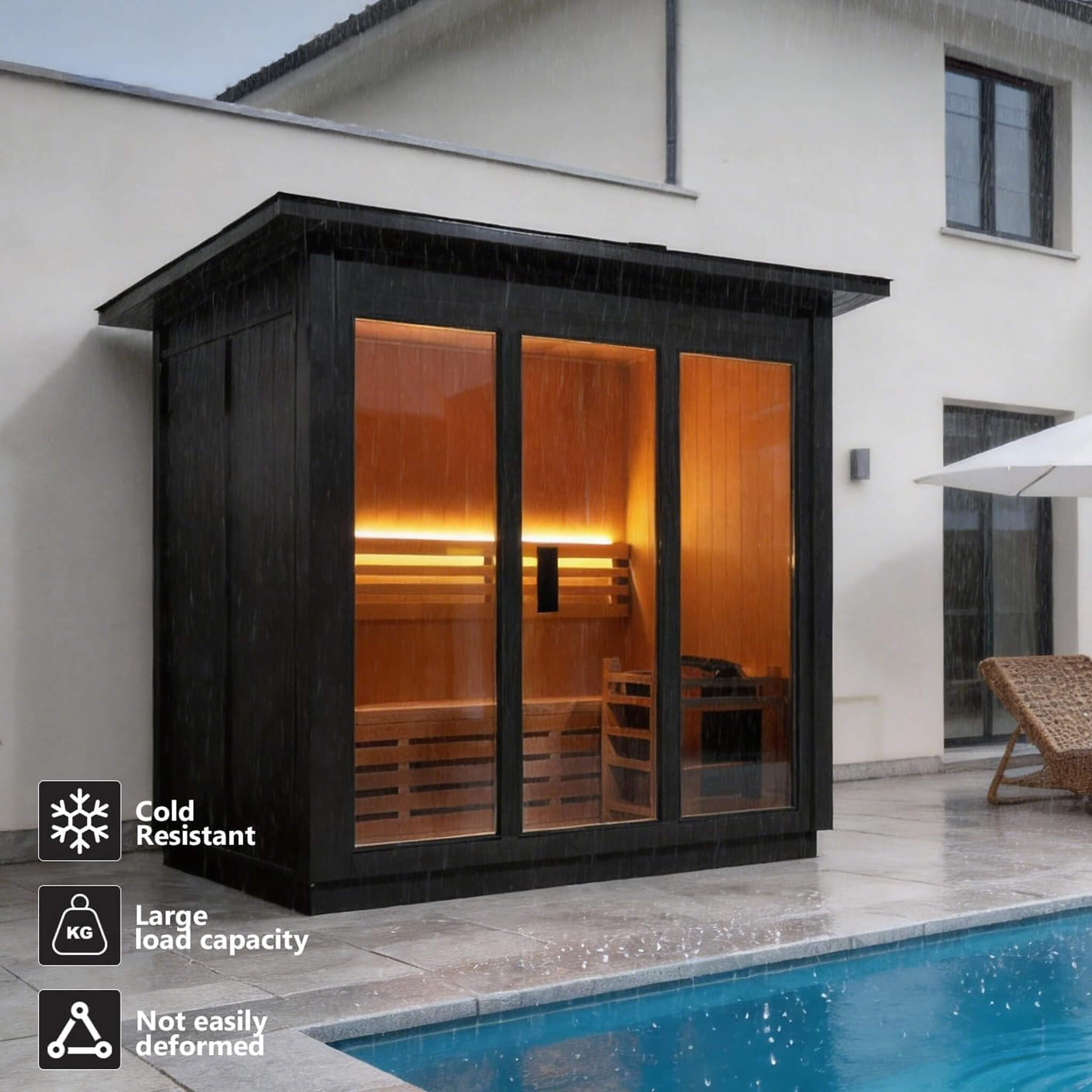 Custom 6-Person Luxury Canadian Hemlock Outdoor Steam Sauna With Heater And Stones [Made-To-Order] (SAK63821)