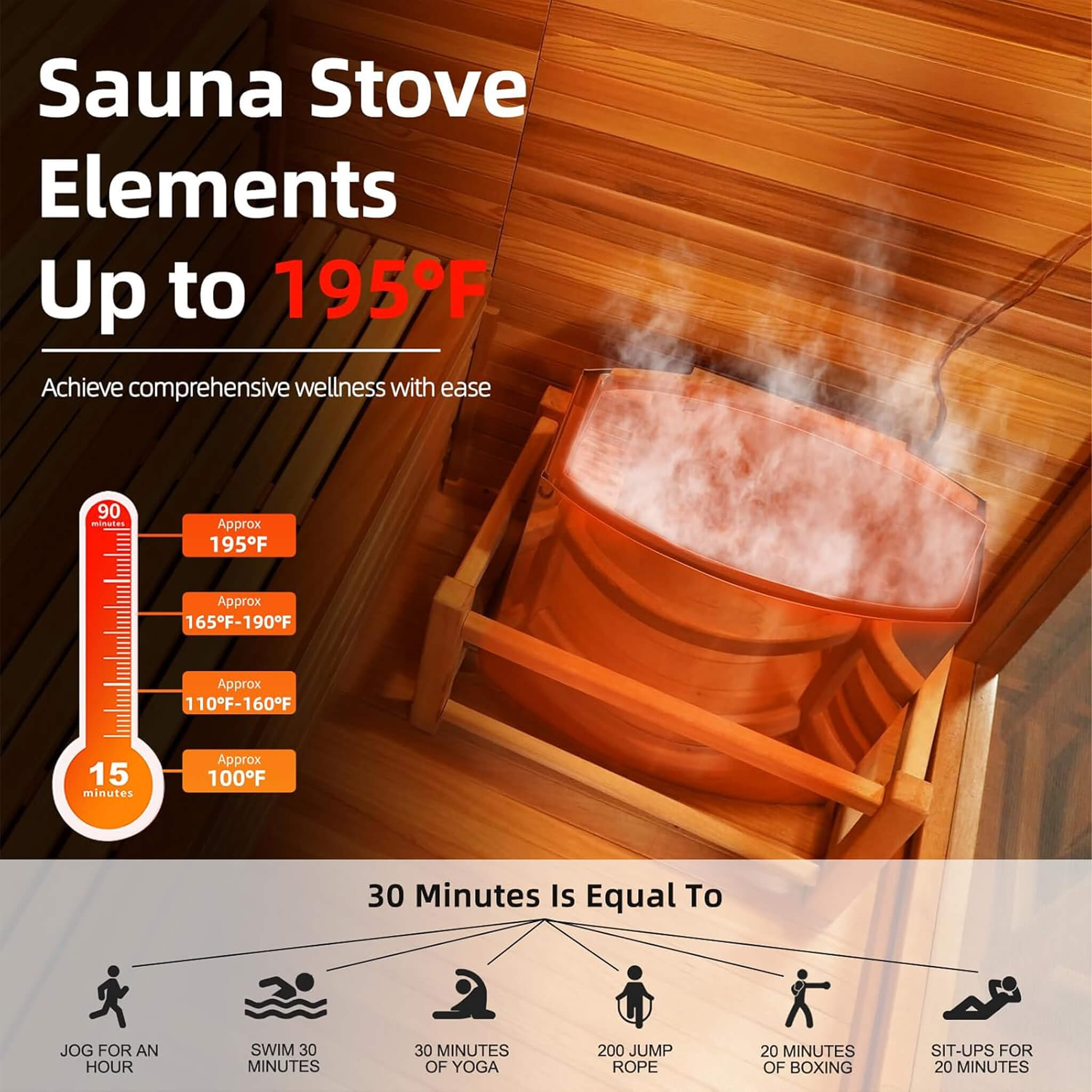 Custom 6-Person Luxury Canadian Red Cedar Outdoor Steam Sauna With Heater And Stones [Made-To-Order] (SAK78615)