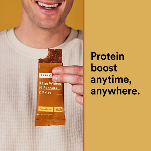 Rxbar Protein Bars, 12G Protein, Gluten Free Snacks, Snack Bars, Peanut Butter, 22Oz Box (12 Bars)