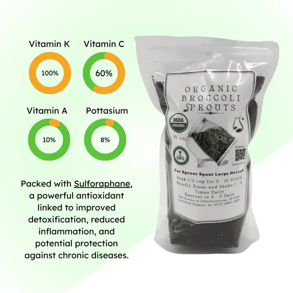Sprout Spout Broccoli Starter Kit: Sprout Spout + 4oz or 1lb seeds + Free Sprout Scoop